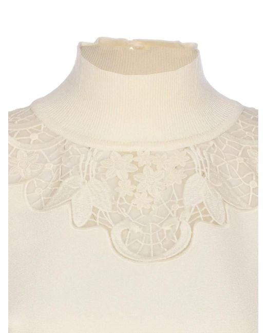 Maglione A Collo Alto di Twinset in White