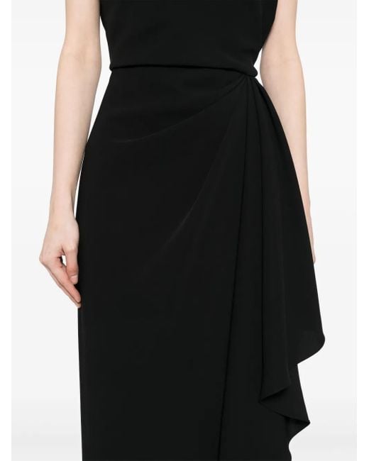 Amsale Black Draped Crepe Gown