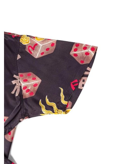 Evisu Black Dice-Print Short-Sleeve Shirt for men