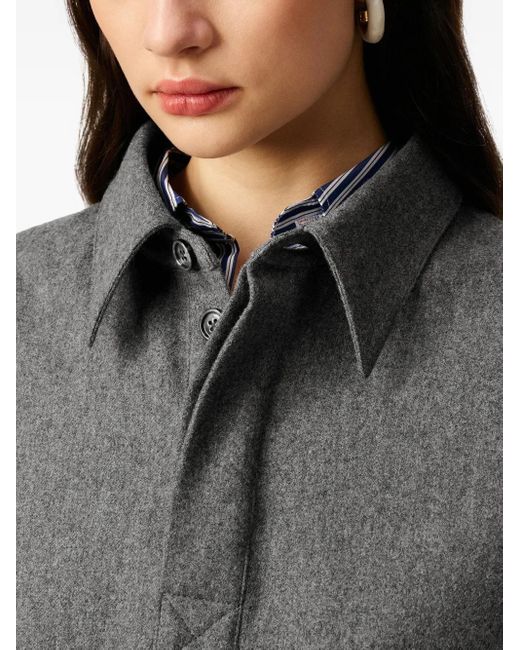 AMI Gray Long-Sleeved Wool Polo Shirt