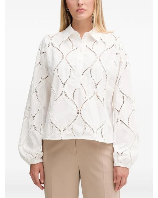Mos Mosh White Mmnolin Caminno Lace-Detail Shirt