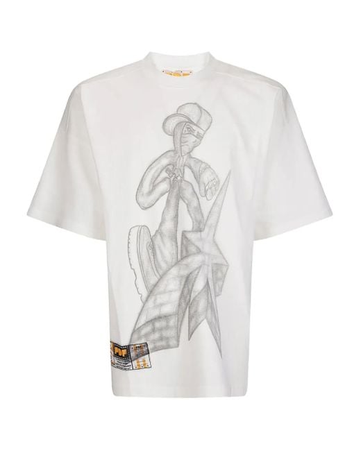 PDF White Graphic-Print T-Shirt for men