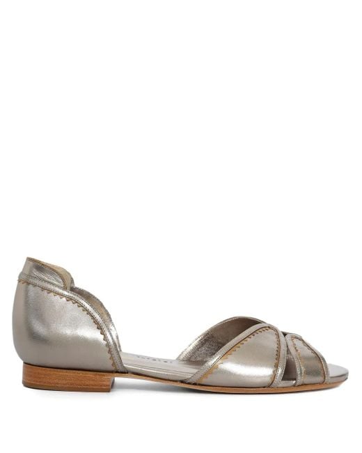 Sarah Chofakian レザーバレエシューズ Brown