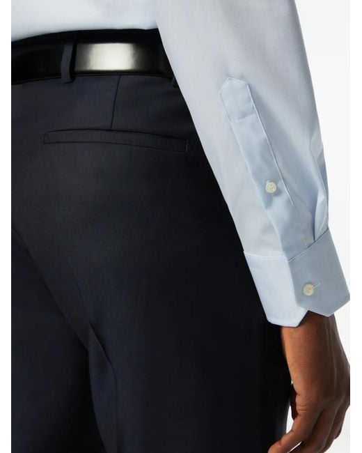 Boggi Blue Opne-Collar Cotton Shirt for men