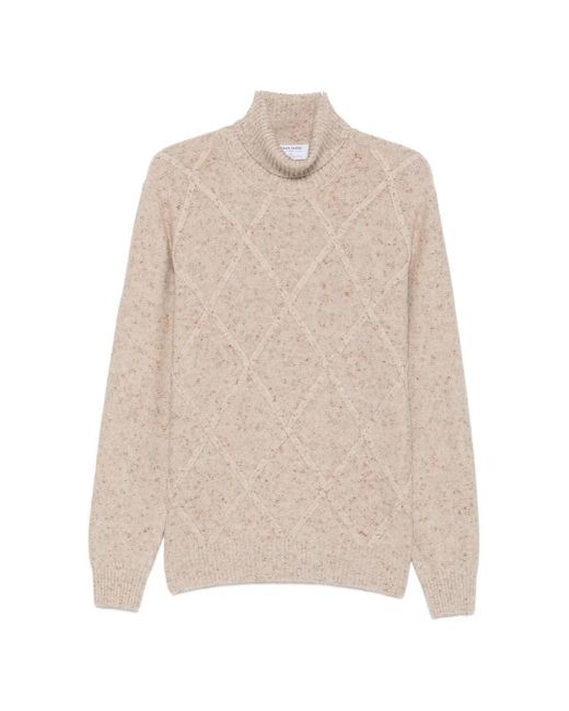 Gran Sasso Natural Diamond-Knit Roll-Neck Sweater for men