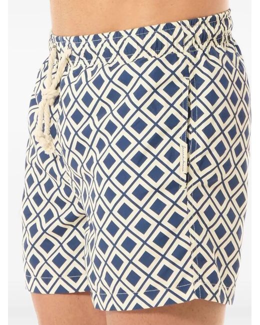 GASSA D'AMANTE Gray Vieste Geometric Print Swim Shorts for men