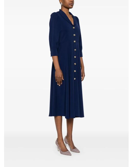 Nissa Blue Button-Down Midi Dress