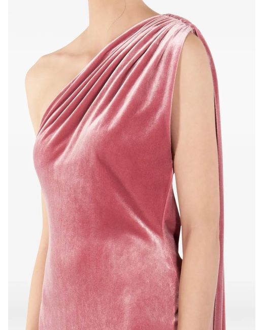 IMROSKA Pink Alsa Sin One-Shoulder Draped Maxi Dress