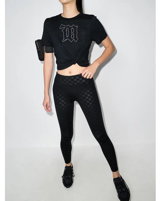 M I S B H V Black Logo Print Leggings