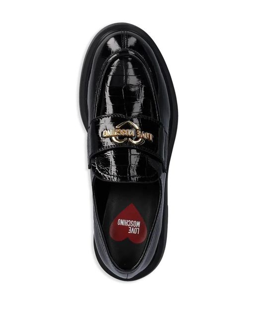 Love Moschino Black Logo-Lettering Loafers