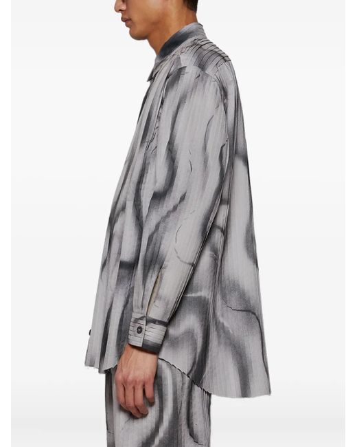 Casella Meyer Gray Pleated Print Shirt for men