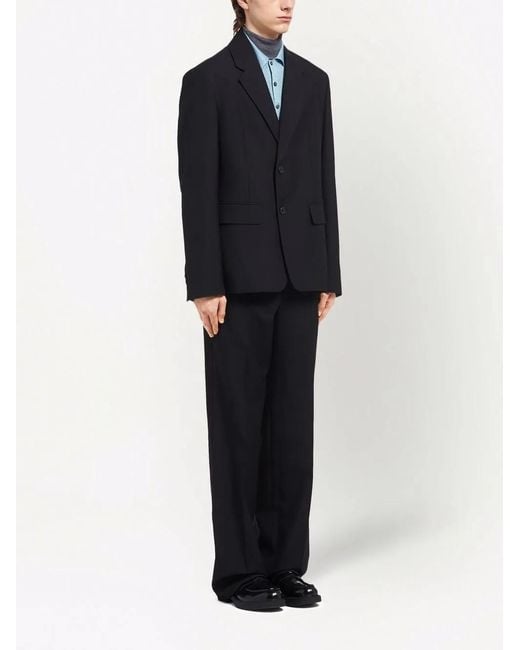 Prada Blue Single-Breasted Blazer for men