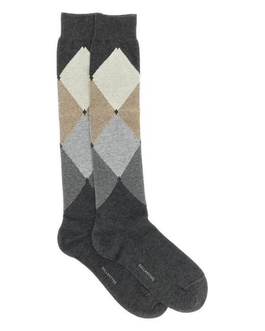 Ballantyne Gray Diamond-Patterned Stocking for men