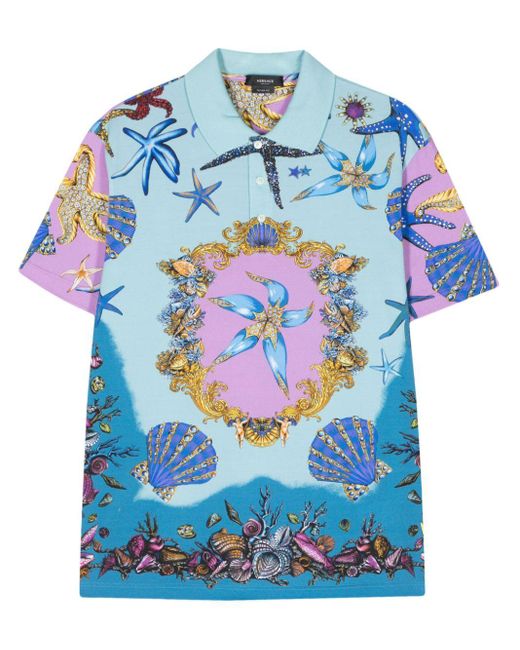 Versace Poloshirt Met Print in het Blue voor heren