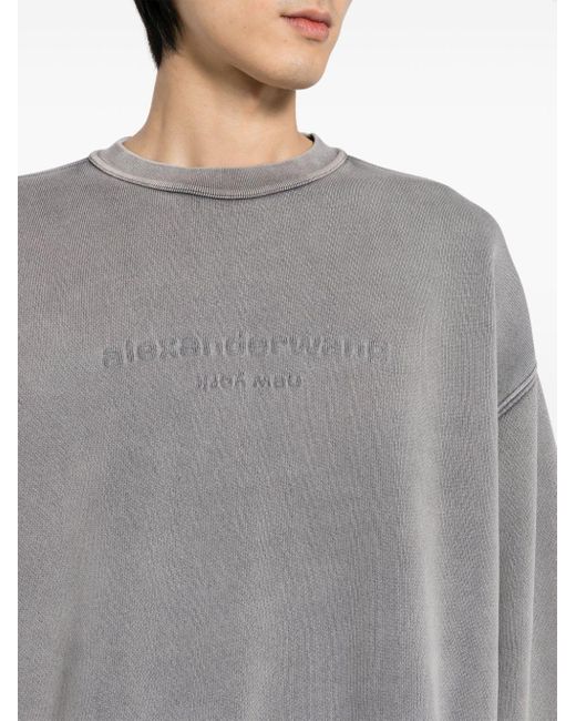 Alexander Wang Gray Logo-embossed Acid Sweatshirt