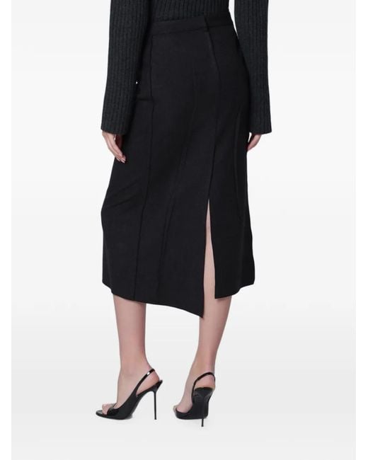 Victoria Beckham Black Pressed Tailored Midi Skirt