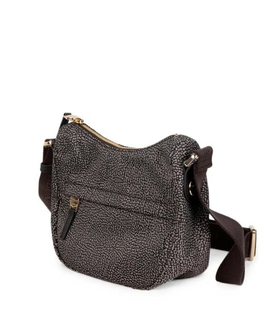 Borbonese Black Op-Print Shoulder Bag