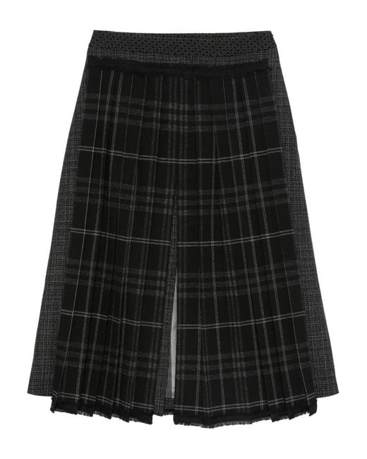 Antonio Marras Black Tartan Pleated Midi Skirt