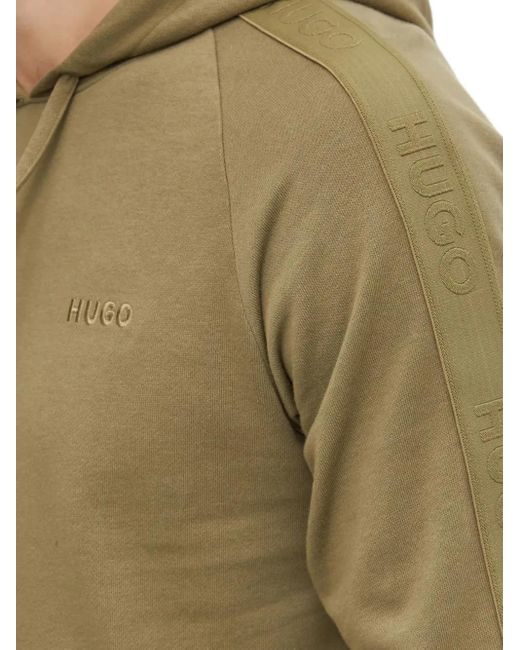 HUGO Green Logo-Embroidered Hoodie for men