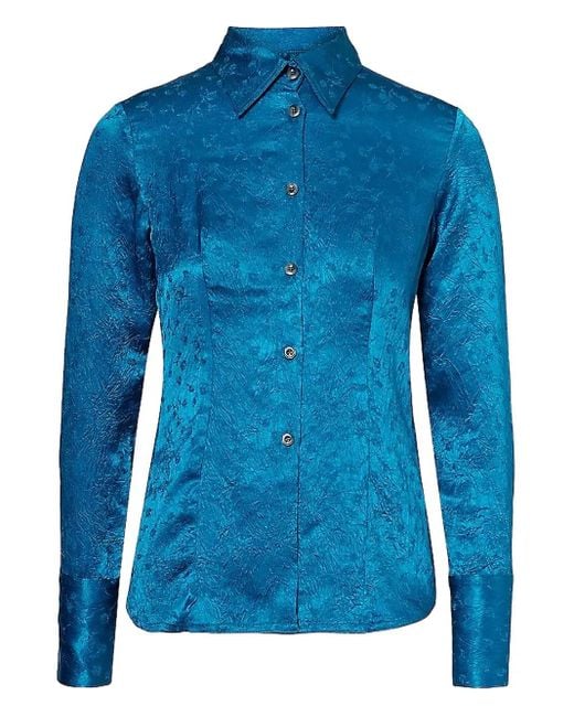 Song For The Mute Blue Crinkled-Finish Shirt