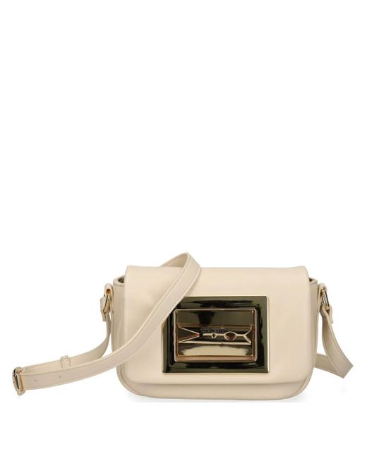 Borsa A Tracolla Con Placca di Love Moschino in Natural