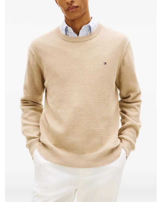 Tommy Hilfiger Natural Logo-Embroidered Sweater for men