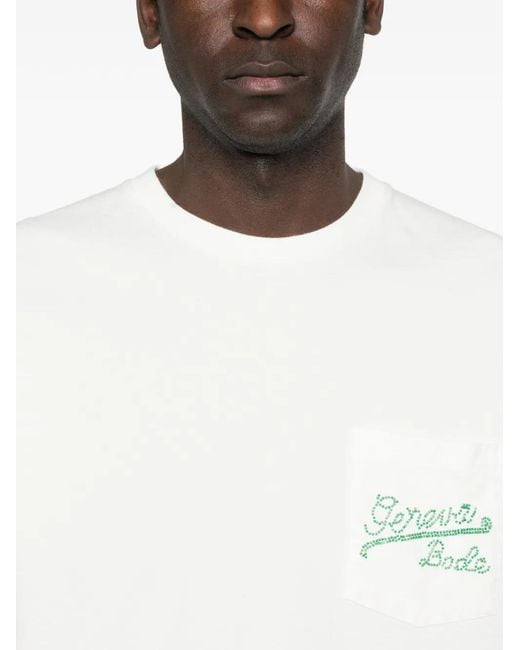 Bode White Geneva Beaded Pocket T-Shirt for men