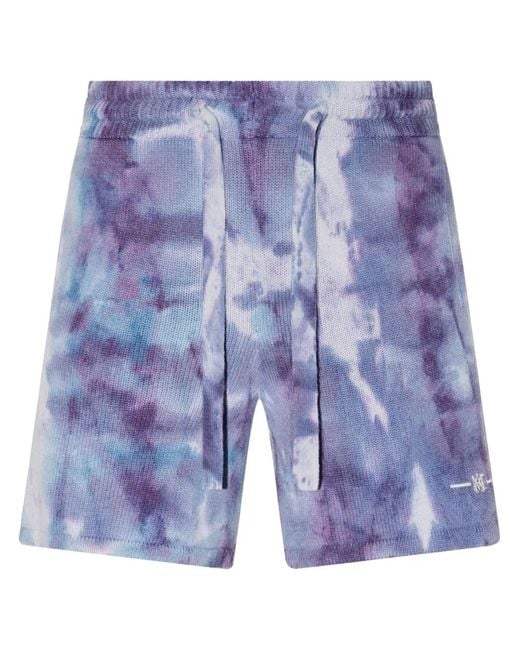 Amiri Blue Tie-Dye Knitted Shorts for men