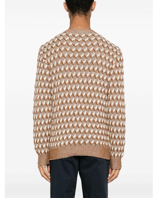 Etro Brown Pattern Intarsia-knit Jumper for men