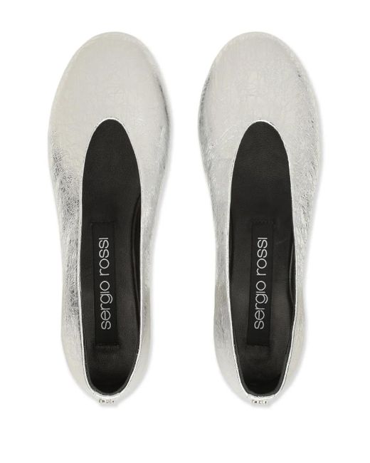 Sergio Rossi White Arc Ballerinas