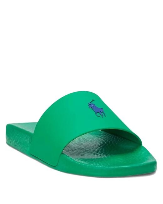 Polo Ralph Lauren Green Logo-Embellished Slides for men