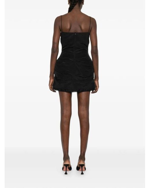 Magda Butrym Black Lace-Trim Gathered-Detail Mini Dress