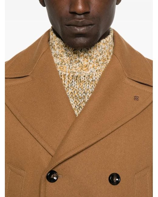 Tagliatore Brown Double-Breasted Coat for men