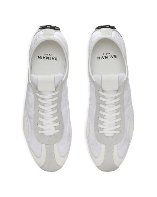 Balmain White Racing Low Trainers for men
