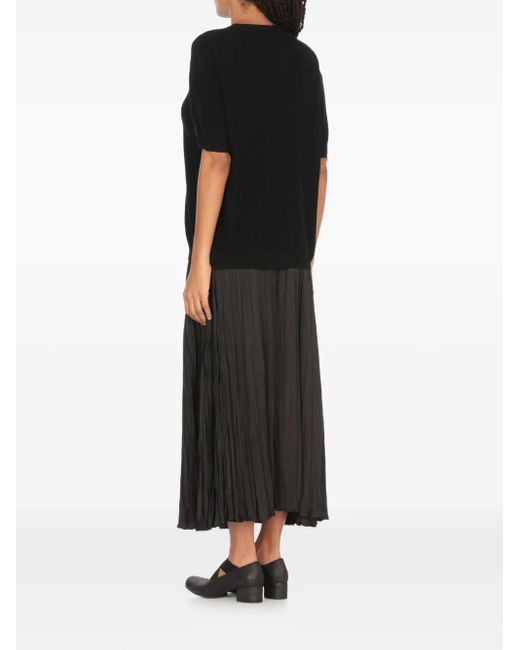 Uma Wang Black Gerippter Pullover mit Fransen