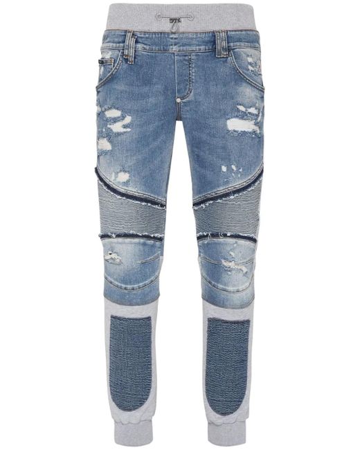 メンズ Philipp Plein Skull & Bones テーパードジーンズ Blue