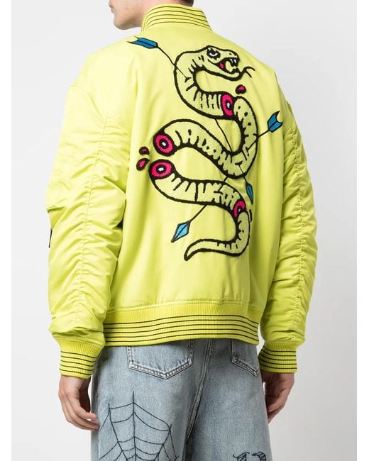 Haculla Yellow Venom Reversible Bomber Jacket for men