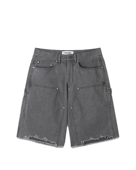 TONYWACK Gray Frayed Shorts for men