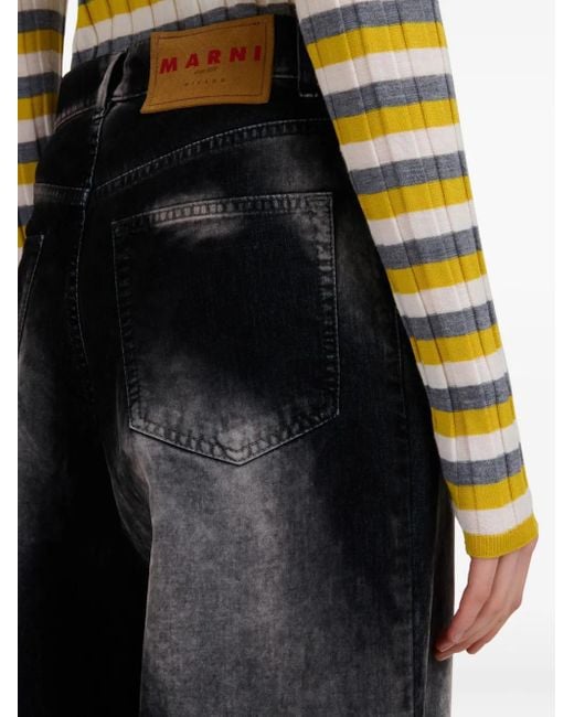 Marni Black Faded Wide-Leg Jeans