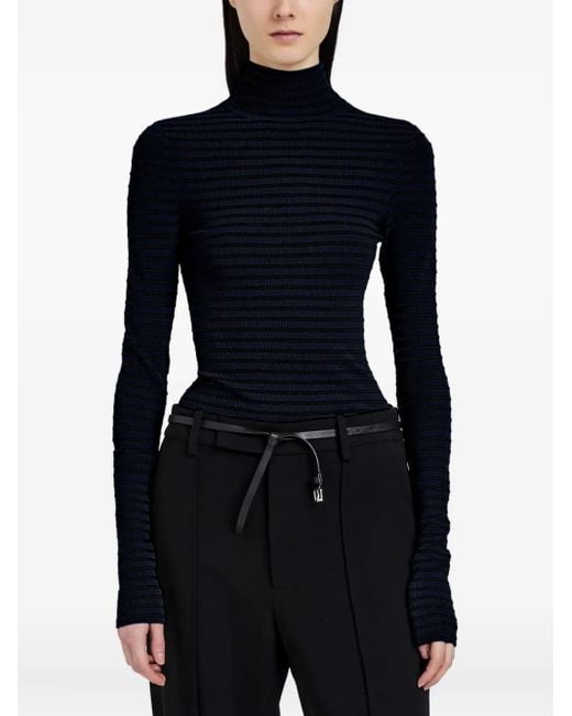 Proenza Schouler Blue Didi Striped Velvet Top