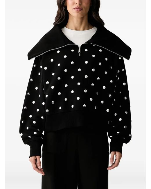 Karl Lagerfeld Black Stud-Embellished Sailor-Collar Sweatshirt