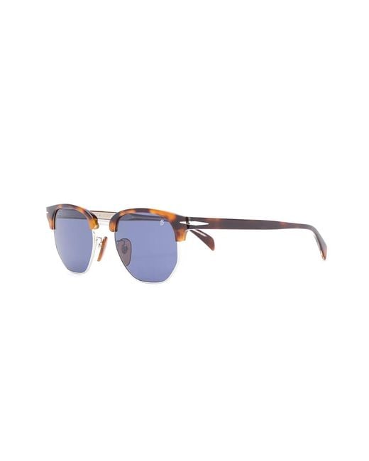 David Beckham Blue Tortoiseshell-Effect Geometric-Frame Sunglasses