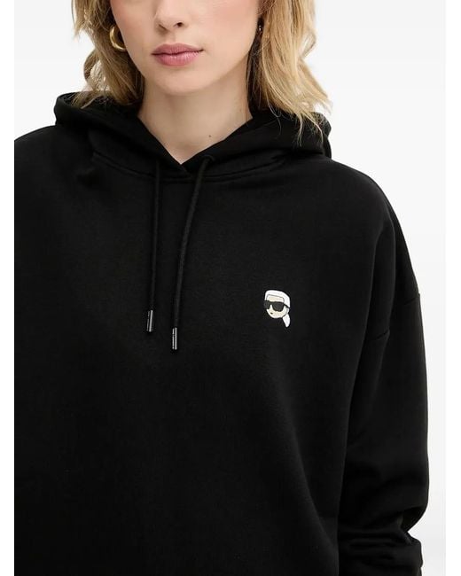 Karl Lagerfeld Black Logo-Detail Hoodie