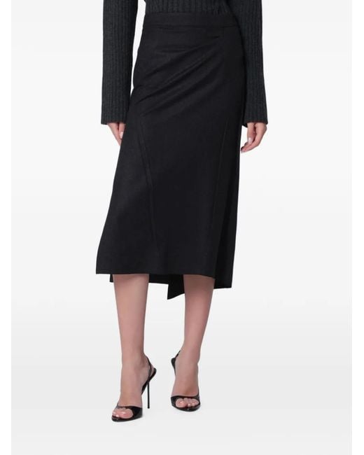 Victoria Beckham Black Pressed Tailored Midi Skirt