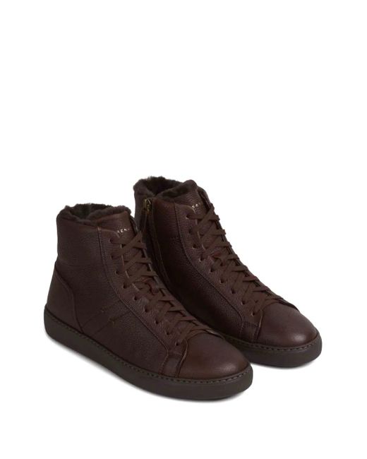 Henderson Brown Boris Leather High-Top Sneakers for men