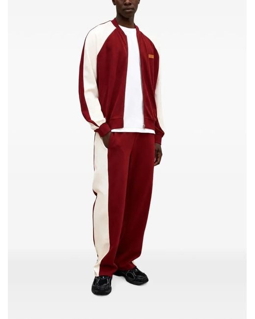 Maison hideout Red Logo-Patch Panelled Tracksuit for men