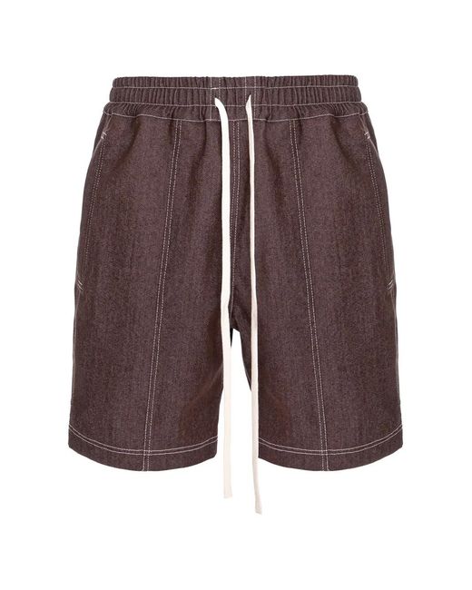 Hamza Purple Contrast-Stitch Denim Shorts for men