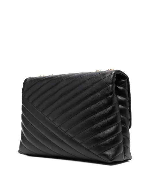 Tory Burch Black Kira Chevron Convertible Leather Shoulder Bag