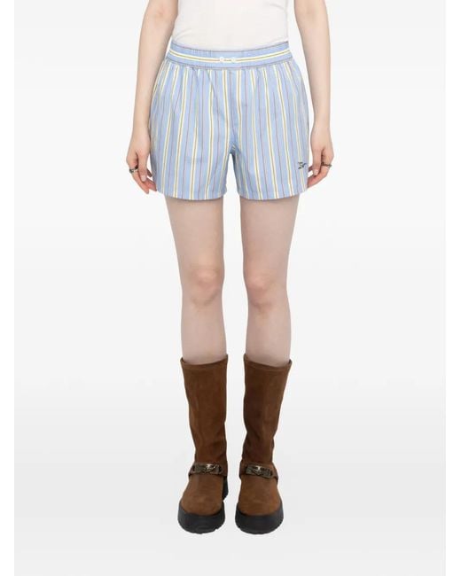 Zadig & Voltaire Blue Striped Logo Shorts