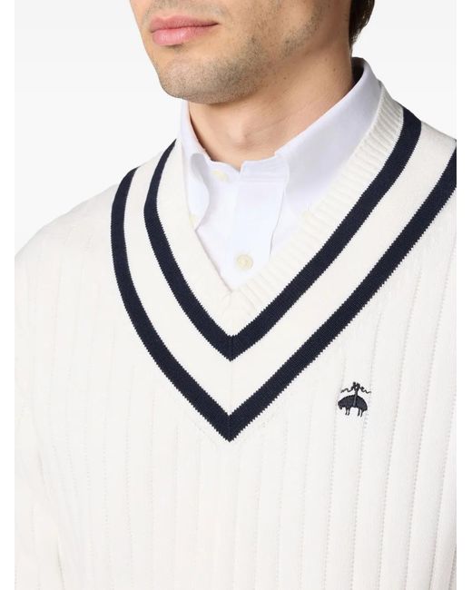 Brooks Brothers White Logo-Embroidered Jumper for men